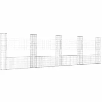 vidaXL Gabionenkorb U-Form 5 Säulen Eisen 500x20x150cm (151285)