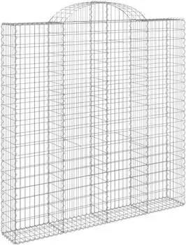 vidaXL Gabionen mit Hochbogen 200x30x200/220cm, verzinktes Eisen, 3 Stk.