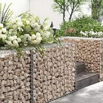 Songmics Gabionenkorb Hochbeet 100x80x30cm, verzinkter Stahl, silber