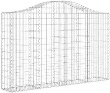 vidaXL Gabione mit Hochbogen 200x30x120/140cm, verzinktes Eisen