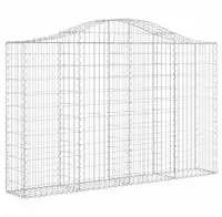 vidaXL Gabionen mit Hochbogen 2 Stk. 200x30x120/140cm Verzinktes Eisen