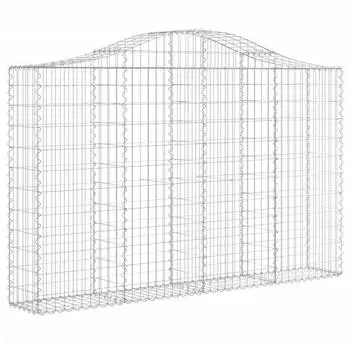 vidaXL Gabionen mit Hochbogen 200x30x120/140cm verzinktes Eisen, 2 Stk.