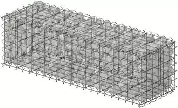 Relaxdays Gabione Steinkorb, 4mm Draht, verzinkt, 30x100x30cm