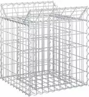 vidaXL Gabionen-Hochbeet 50 x 50 x 60 cm Verzinkter Stahl Silber
