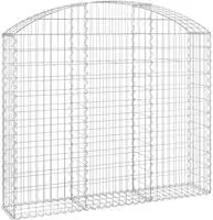 vidaXL Gabione mit Hochbogen 150x30x120/140 cm Verzinktes Eisen