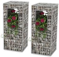 vidaXL Gabionenkorb Pfosten/Pflanzkasten 2 Stk. Stahl 50&times;50&times;120 cm