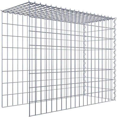 Gabione Steinkorb Eckig – 100x80x20 Cm, Maschenweite 10x10 Cm, Galvanisch Verzinkt, Spiralverschluss