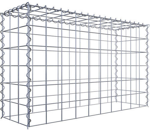Gabione Steinkorb Eckig – 100x80x20 Cm, Maschenweite 10x10 Cm, Galvanisch Verzinkt, Spiralverschluss