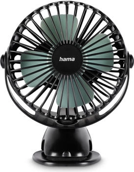 Hama USB-Tischventilator mit Clip, 3 Geschwindigkeitsstufen, Schwarz / Mintgrün