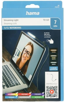 Hama Notebook-Licht To Go mit 7 LEDs, 3 Farbmodi, Touch-Sensor und Klemme Schwarz (00054121)