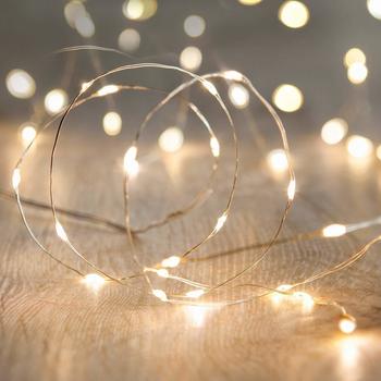 Lights4fun LED Draht-Lichterkette 20 warmweiße LEDs