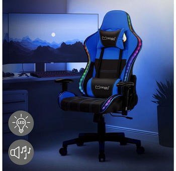 ML-Design Gaming Stuhl mit RGB & Bluetooth-Lautsprecher schwarz/blau