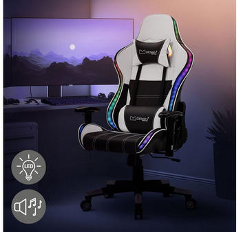 ML-Design Gaming Stuhl mit RGB & Bluetooth-Lautsprecher schwarz/weiß