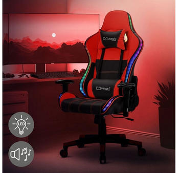 ML-Design Gaming Stuhl mit RGB & Bluetooth-Lautsprecher schwarz/rot
