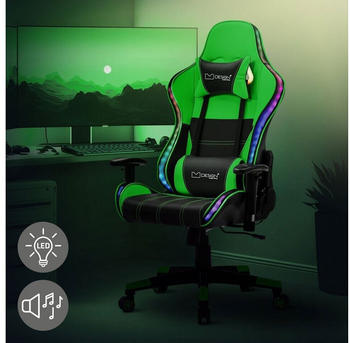 ML-Design Gaming Stuhl mit RGB & Bluetooth-Lautsprecher schwarz/grün