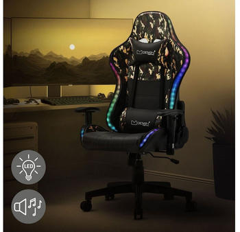 ML-Design Gaming Stuhl mit RGB & Bluetooth-Lautsprecher schwarz/camouflage