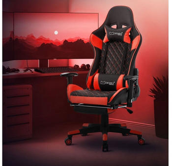 ML-Design Gaming Stuhl mit Fußstütze schwarz/rot