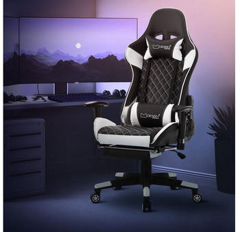 ML-Design Gaming Stuhl mit Fußstütze schwarz/weiß