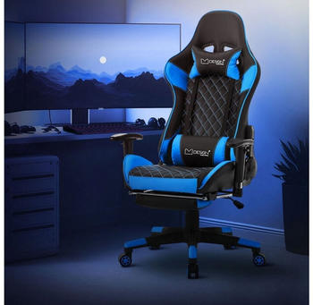 ML-Design Gaming Stuhl mit Fußstütze schwarz/blau