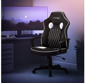 ML-Design Gaming Stuhl mit Wippfunktion schwarz/weiß