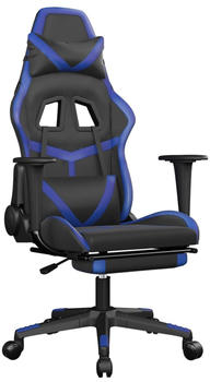 vidaXL Gaming-Stuhl mit Fußstütze und Massagefunktion Kunstleder (345434-345444) schwarz/blau (345434)