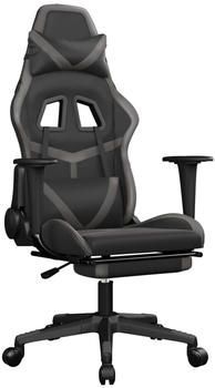vidaXL Gaming-Stuhl mit Fußstütze und Massagefunktion Kunstleder (345434-345444) schwarz/grau (345438)
