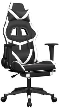 vidaXL Gaming-Stuhl mit Fußstütze und Massagefunktion Kunstleder (345434-345444) schwarz/weiß (345439)