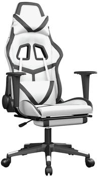 vidaXL Gaming-Stuhl mit Fußstütze und Massagefunktion Kunstleder (345434-345444) weiß/schwarz (345443)