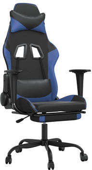 vidaXL Gaming-Stuhl mit Fußstütze und Massagefunktion Kunstleder (345411-345422) schwarz/blau (345411)