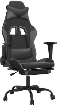 vidaXL Gaming-Stuhl mit Fu&szlig;st&uuml;tze und Massagefunktion Kunstleder (345411-345422) schwarz/grau (345415)