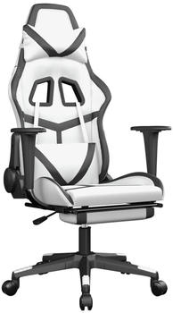 vidaXL Gaming-Stuhl mit Fu&szlig;st&uuml;tze Kunstleder (3143676-3143686) wei&szlig;/schwarz (3143685)