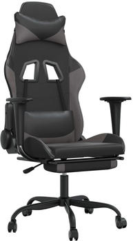 vidaXL Gaming-Stuhl mit Fußstütze Kunstleder (3143653-3143664) schwarz/grau (3143657)