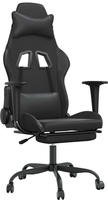 Vidaxl Gaming Chair With Footrest Black Faux Leather