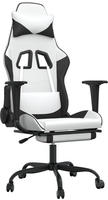 Vidaxl Gaming Chair With Footrest White And Black Faux Leather
