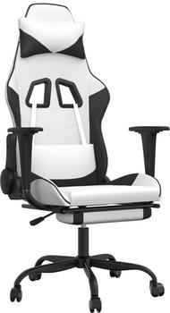 vidaXL Gaming-Stuhl mit Fußstütze Kunstleder (3143653-3143664) weiß/schwarz (3143663)