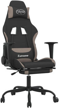 vidaXL Gaming-Stuhl mit Fußstütze und Massagefunktion Stoff (345480-345490) schwarz/taupe (345482)