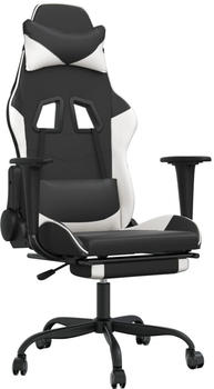 vidaXL Gaming-Stuhl mit Fußstütze und Massagefunktion Kunstleder (345411-345422) schwarz/weiß (345416)