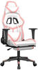 vidaXL Gaming-Stuhl mit Massage & Fußstütze Weiß & Rosa Kunstleder