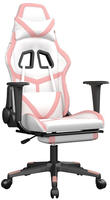 vidaXL Gaming-Stuhl mit Massage & Fu&szlig;st&uuml;tze Wei&szlig; & Rosa Kunstleder