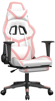 vidaXL Gaming-Stuhl mit Fu&szlig;st&uuml;tze Kunstleder (3143676-3143686) wei&szlig;/rosa (3143684)