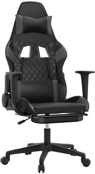 vidaXL Gaming-Stuhl mit Fußstütze und Massagefunktion Kunstleder (345522-345532) schwarz/grau (345526)