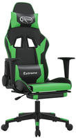 vidaXL Gaming-Stuhl mit Massage & Fu&szlig;st&uuml;tze Schwarz & Gr&uuml;n Kunstleder