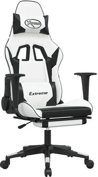 vidaXL Gaming-Stuhl mit Fußstütze und Massagefunktion Kunstleder (345457-345468) weiß/schwarz (345467)