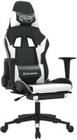 Gamingstuhl Mit Fu&szlig;st&uuml;tze Schwarz Und Wei&szlig; Kunstleder
