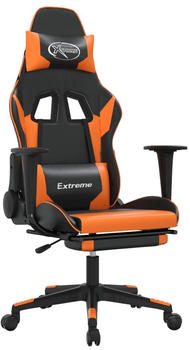 vidaXL Gaming-Stuhl mit Fußstütze und Massagefunktion Kunstleder (345457-345468) schwarz/orange (345463)