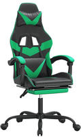 Gaming-stuhl Mit Fu&szlig;st&uuml;tze Schwarz Und Gr&uuml;n Kunstleder Vidaxl