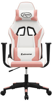 vidaXL Gaming-Stuhl mit Massagefunktion Kunstleder (345445-345456) weii&szlig;/rosa (345454)