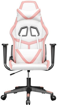 vidaXL Gaming-Stuhl mit Massagefunktion Kunstleder (345423-345433) wei&szlig;/rosa (345431)