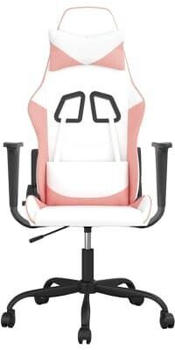 vidaXL Gaming-Stuhl mit Massagefunktion Kunstleder (345399-345410) wei&szlig;/rosa (345408)