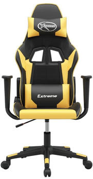 vidaXL Gaming-Stuhl mit Massagefunktion Kunstleder (345445-345456) schwarz/golden (345447)
